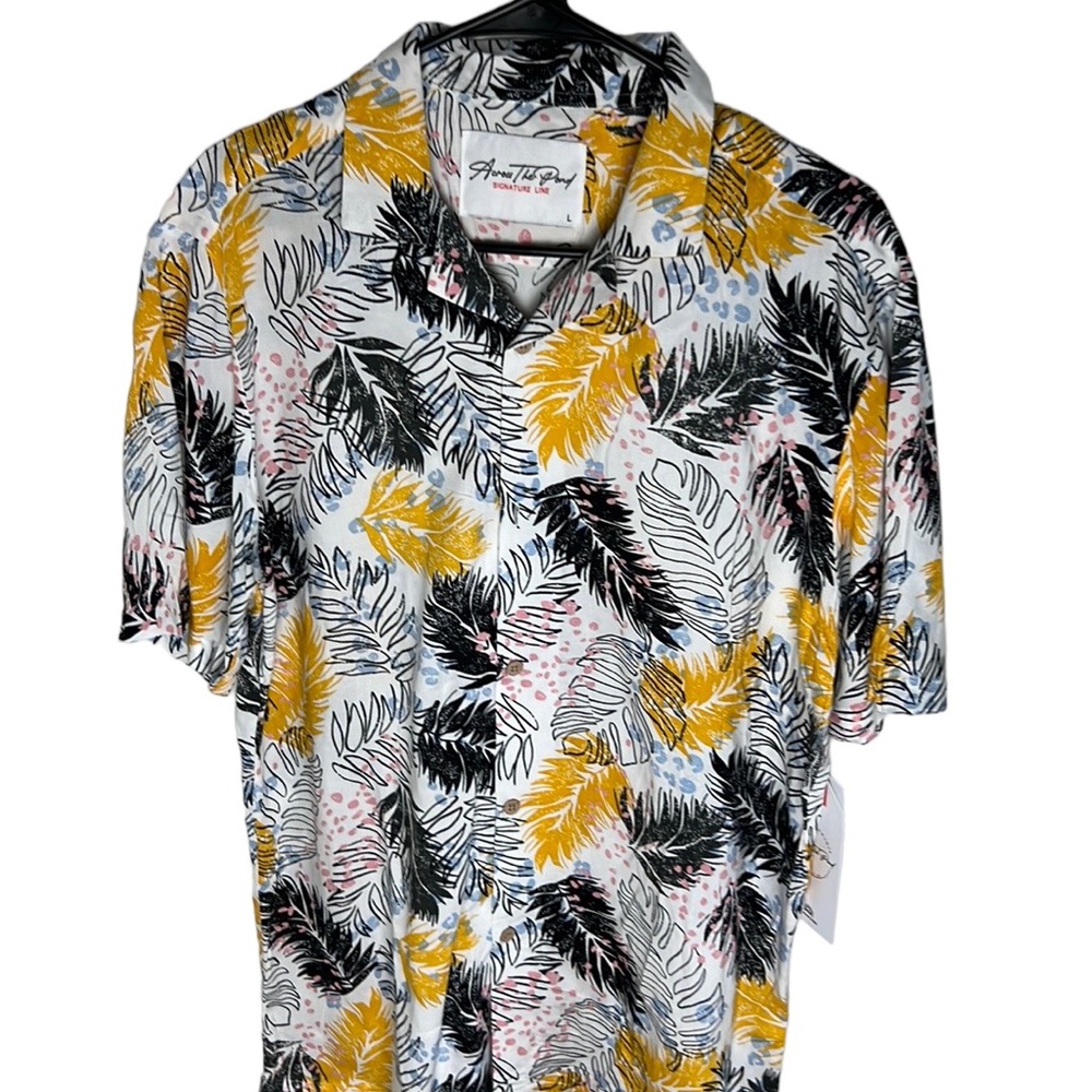Across The Pond Palm Leaf Multicolor Button Up Shirt Men’s Size L